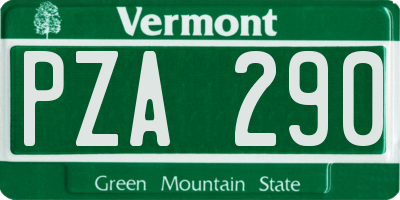 VT license plate PZA290