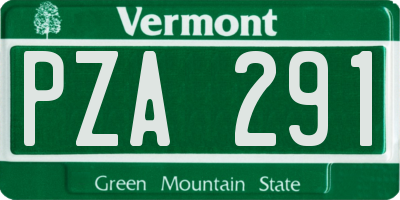 VT license plate PZA291