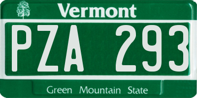 VT license plate PZA293