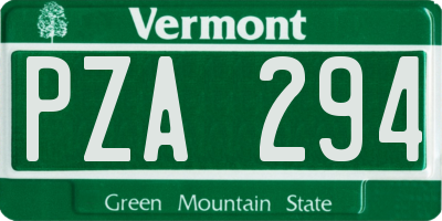 VT license plate PZA294