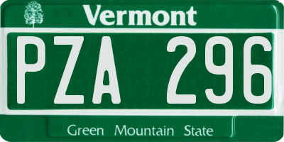 VT license plate PZA296