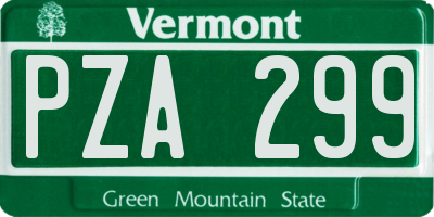 VT license plate PZA299