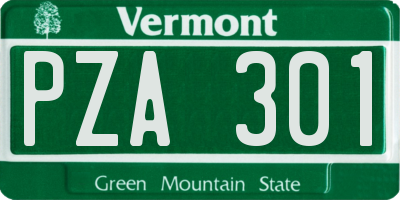 VT license plate PZA301