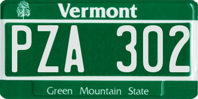 VT license plate PZA302