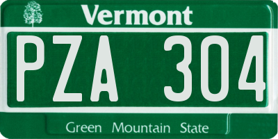 VT license plate PZA304