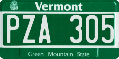 VT license plate PZA305