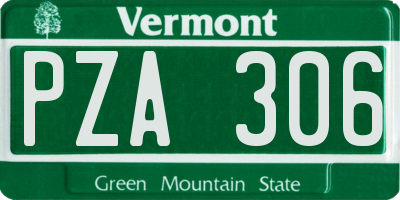 VT license plate PZA306