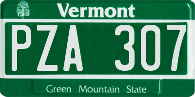 VT license plate PZA307