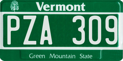 VT license plate PZA309