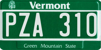 VT license plate PZA310