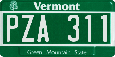 VT license plate PZA311