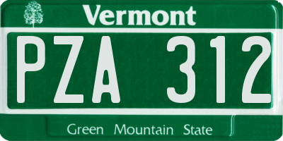 VT license plate PZA312