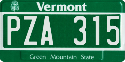 VT license plate PZA315