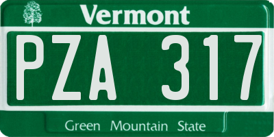 VT license plate PZA317