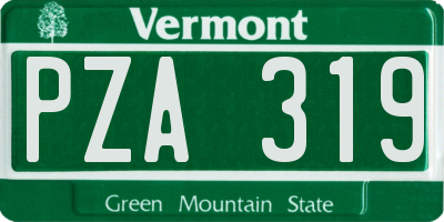 VT license plate PZA319
