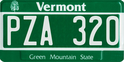 VT license plate PZA320