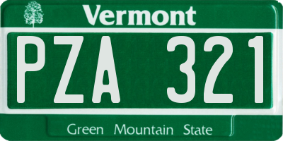 VT license plate PZA321