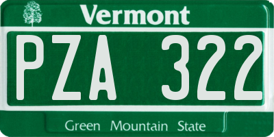 VT license plate PZA322