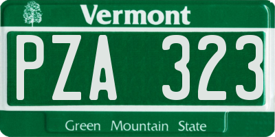 VT license plate PZA323
