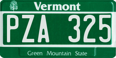 VT license plate PZA325
