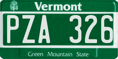 VT license plate PZA326