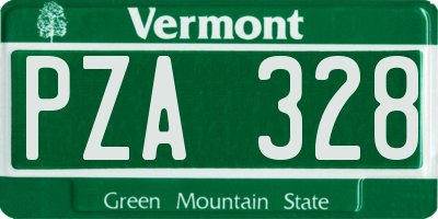 VT license plate PZA328