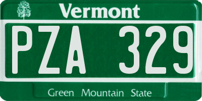 VT license plate PZA329