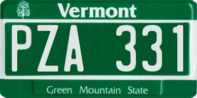 VT license plate PZA331
