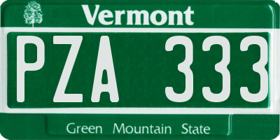 VT license plate PZA333