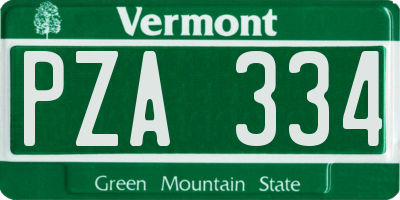 VT license plate PZA334