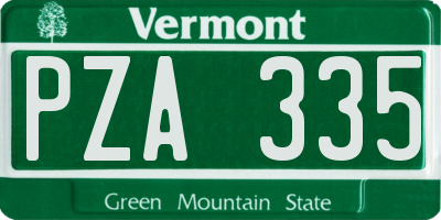 VT license plate PZA335