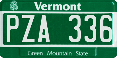 VT license plate PZA336