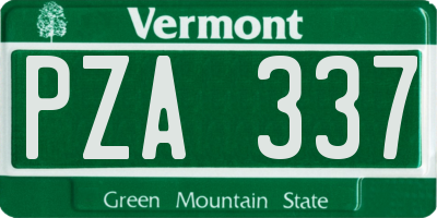 VT license plate PZA337