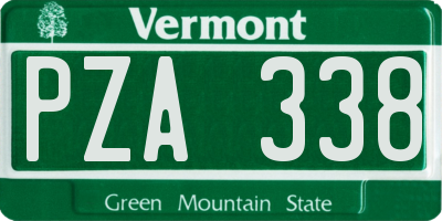 VT license plate PZA338