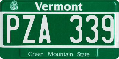 VT license plate PZA339