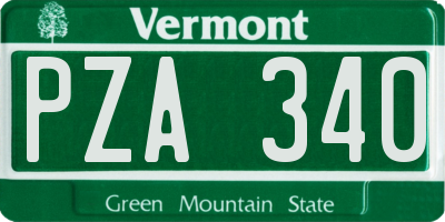 VT license plate PZA340