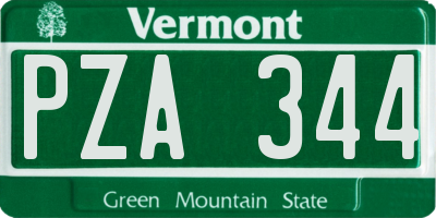 VT license plate PZA344