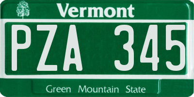 VT license plate PZA345