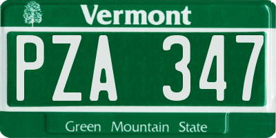 VT license plate PZA347