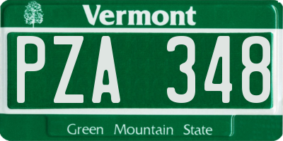 VT license plate PZA348