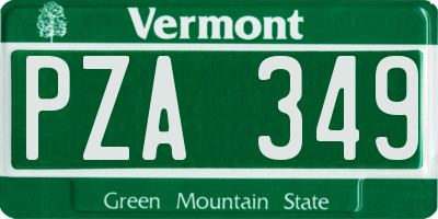 VT license plate PZA349