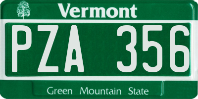 VT license plate PZA356