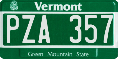 VT license plate PZA357