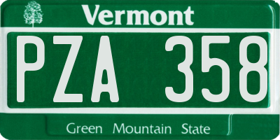 VT license plate PZA358