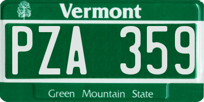 VT license plate PZA359