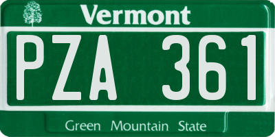 VT license plate PZA361