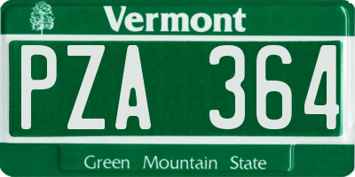 VT license plate PZA364