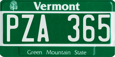 VT license plate PZA365