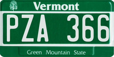 VT license plate PZA366