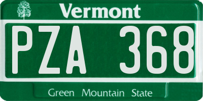 VT license plate PZA368